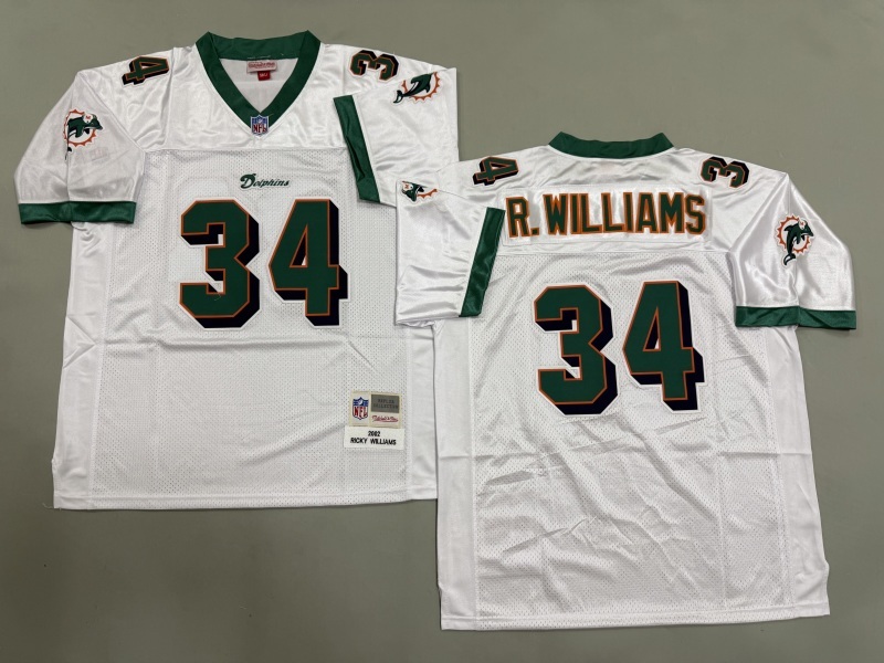 Men 2025 Miami Dolphins #34 R.Williams white Throwback Limited NFL Jersey style 001->miami dolphins->NFL Jersey